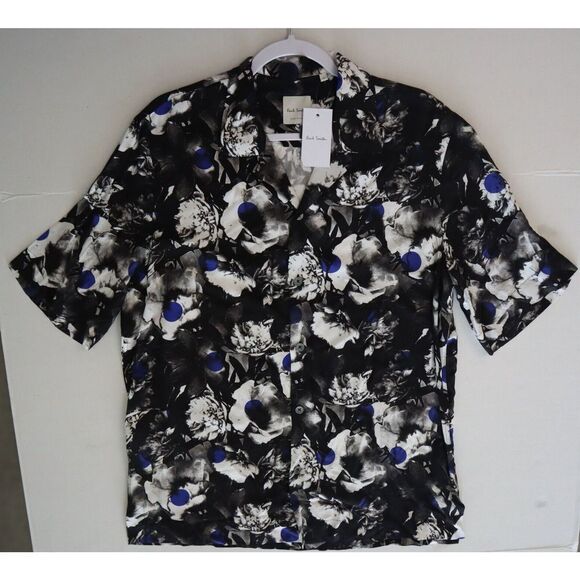 Paul Smith Men's Sz M Blue Gents Dotted Floral Print S/S Button-Up Shirt $175 - Picture 5 of 6